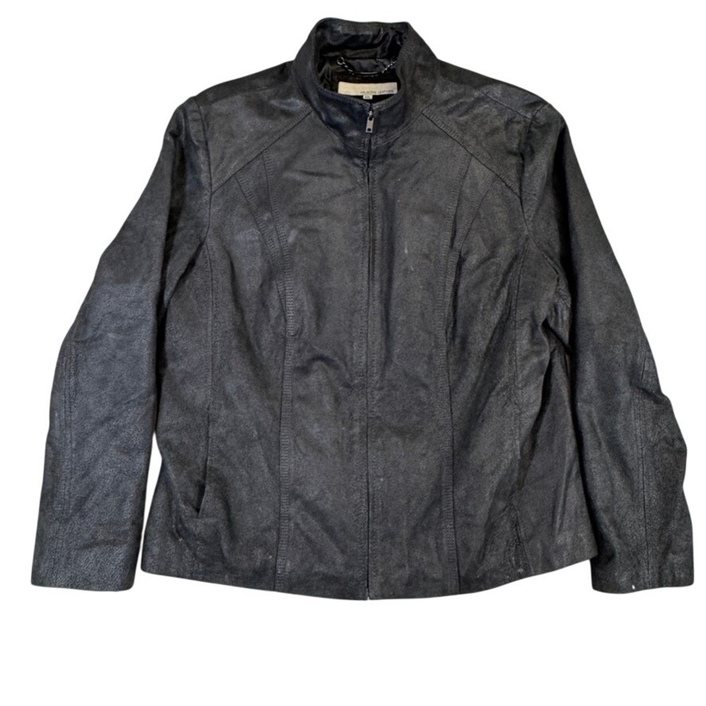 Wilsons Leather Black Distressed Genuine Leather Moto Jacket XXL RN69426